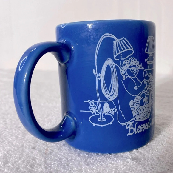 Vintage Blue Blessed Are The Knitters For They Shall Keep You In Stitches Mug - Picture 4 of 11